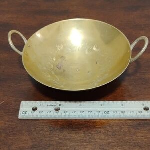 Vintage Brass Embossed Decorative Bowl with Handles